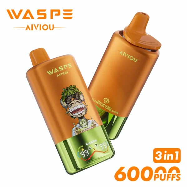 WASPE 60000 60K puffs triple flavor disposable vape - Red Bull Ice, Strawberry Mango, Strawberry Watermelon Bubblegum