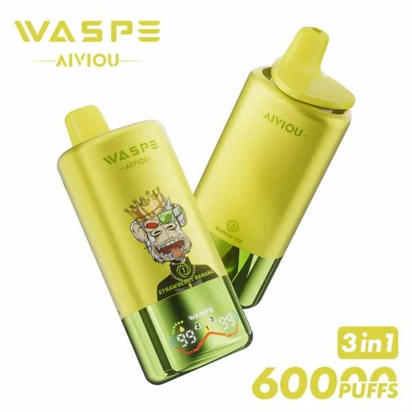 WASPE 60000 60K puffs triple flavor disposable vape - Strawberry Banana, Pineapple Coconut Ice, Mango Ice