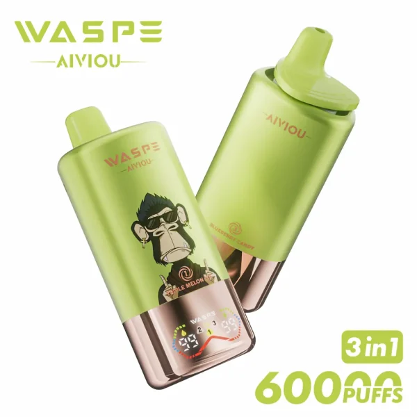 WASPE 60000 60K puffs triple flavor disposable vape - Triple Melon Ice, Rainbow Candy, Blueberry Candy