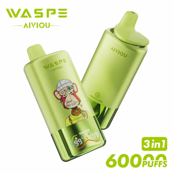 WASPE 60000 60K puffs triple flavor disposable vape - Watermelon Ice, Strawberry Kiwi, Lemon Lime
