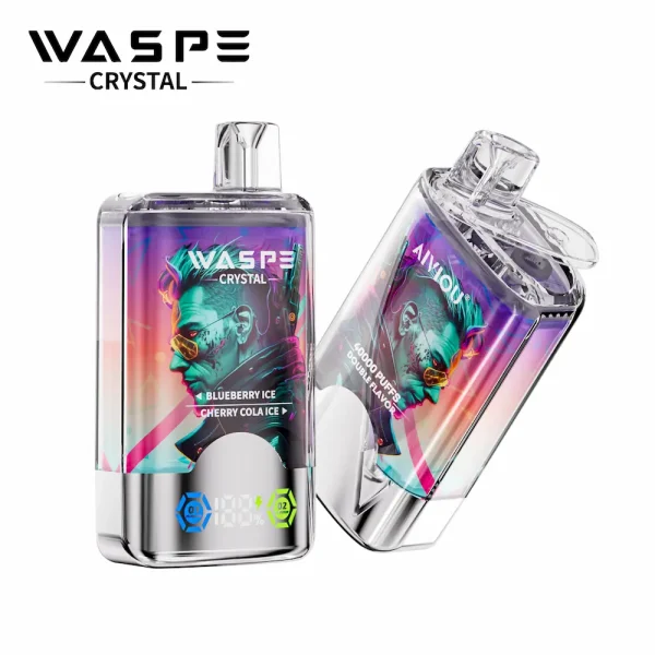 Waspe Crystal 40000 dualen Geschmack Einweg vape - Blueberry Ice & Cherry Cola Ice