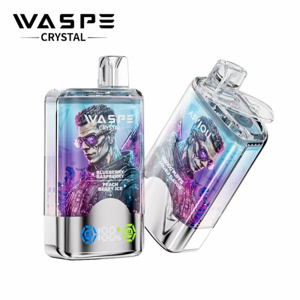 Waspe Crystal 40000 dualen Geschmack Einweg vape - Blueberry Raspberry & Peach Berry Ice