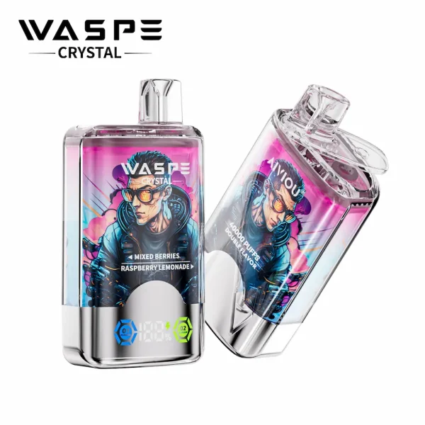 Waspe Crystal 40000 dualen Geschmack Einweg vape - Mixed Berries & Himbeer-Limonade