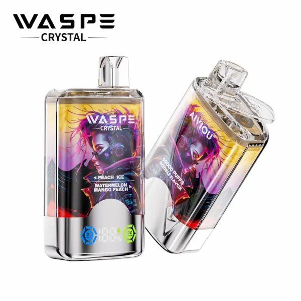 Waspe Crystal 40000 dualen Geschmack Einweg vape - Peach Ice & Wassermelone Mango Pfirsich