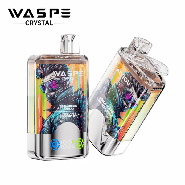 Waspe Crystal 40000 dualen Geschmack Einweg vape - Erdbeere Banane & Ananas Kokosnuss Eis