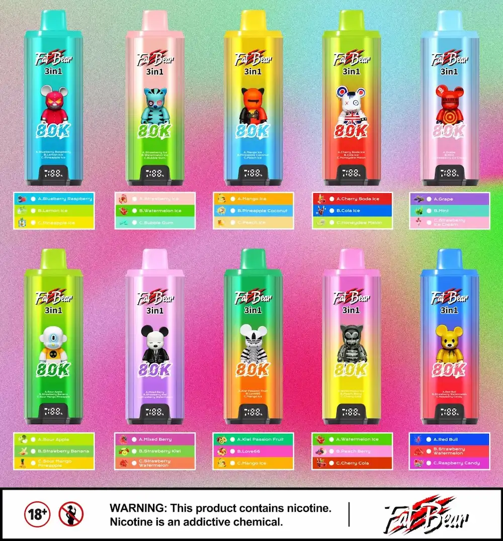 AIVONO AIM FAT BEAR 80000 80K puffs 3-in-1 disposable vape flavor collection image