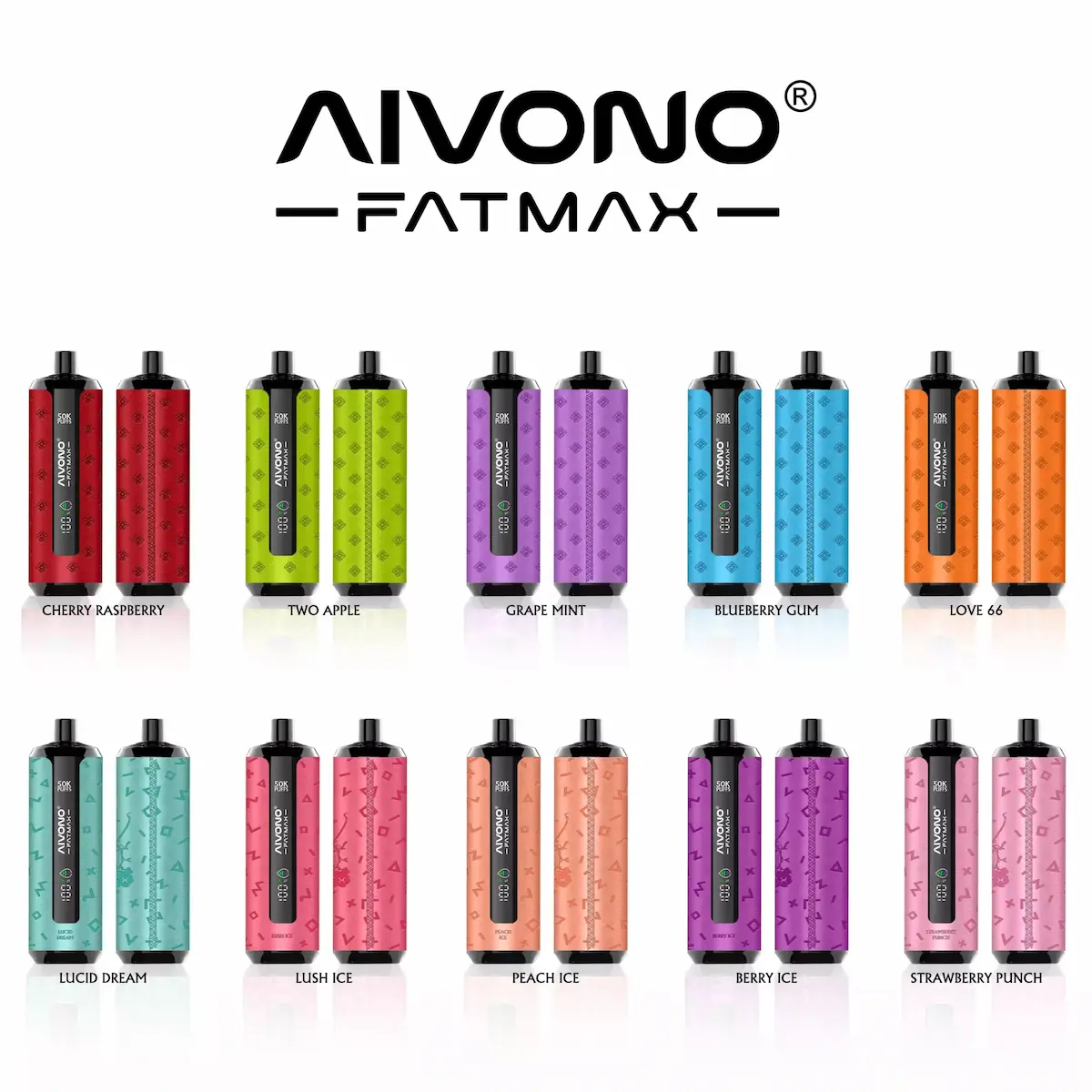 AIVONO AIM FATMAX 50000 50K puffs best shisha disposable vape pen flavor collection chart