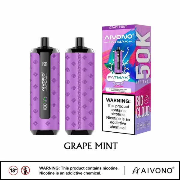 AIVONO AIM FATMAX 50000 50K puffs shisha disposable vape pen - Grape Mint flavor