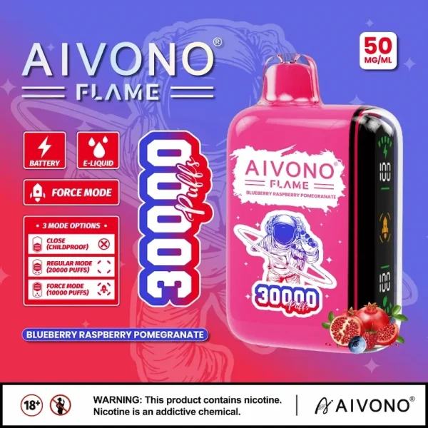 AIVONO AIM Flame 30000 30K puffs 3-mode smart disposable vape - Blueberry Raspberry Pomegranate flavor
