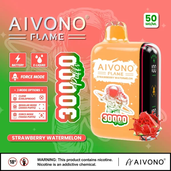 AIVONO AIM Flame 30000 30K puffs 3-mode smart disposable vape - Strawberry Watermelon flavor