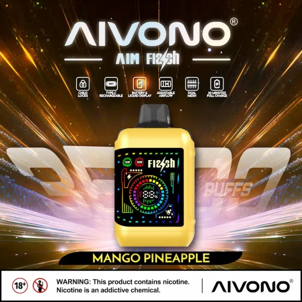 AIVONO AIM FLASH 35000 35K puffs smart screen disposable vape - Mango Pineapple flavor