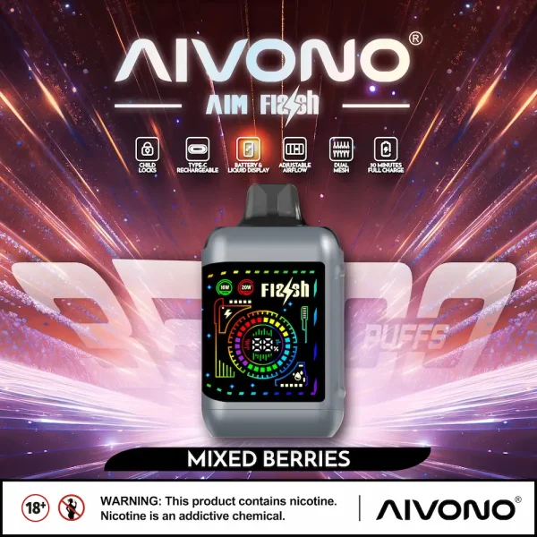 AIVONO AIM FLASH 35000 35K puffs smart screen disposable vape - Mixed Berries flavor