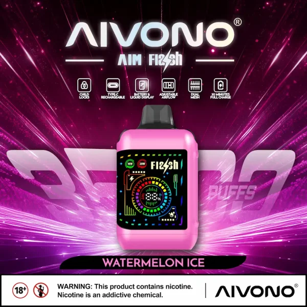 AIVONO AIM FLASH 35000 35K puffs smart screen disposable vape - Watermelon Ice flavor