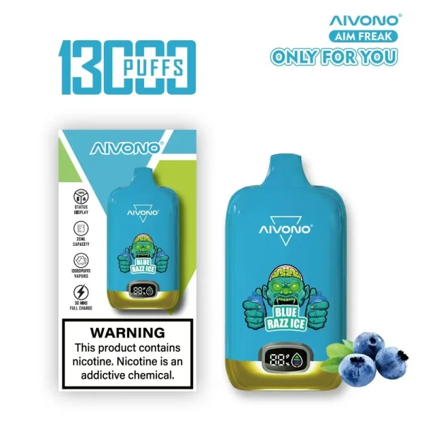 Aivono AIM Freak 13000 13K puffs disposable vape - Blue Razz Ice flavor