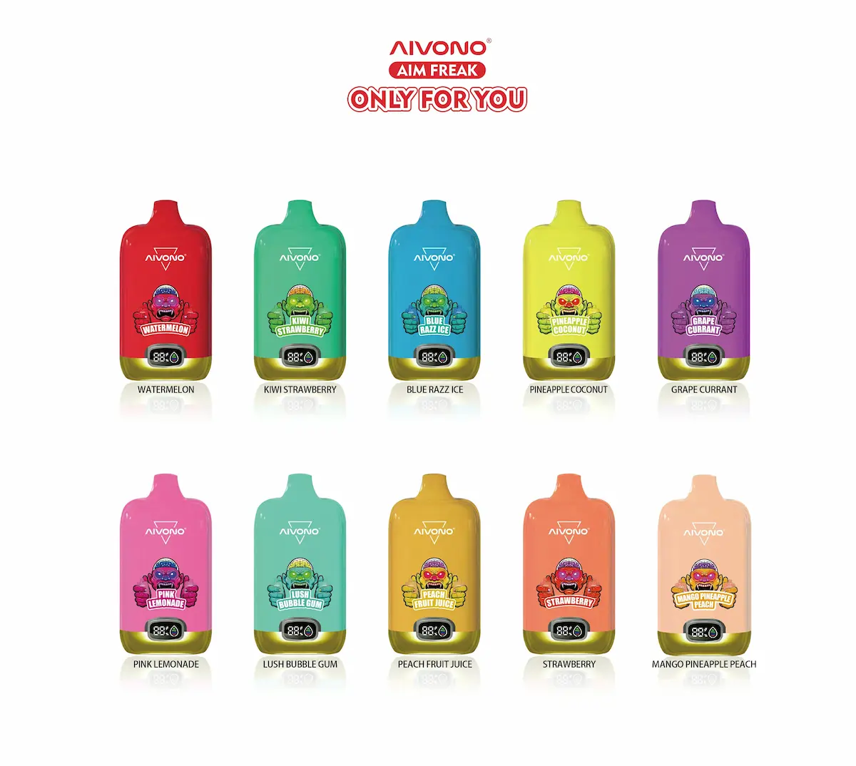 Aivono AIM Freak 13000 13K puffs disposable vape flavor collection chart