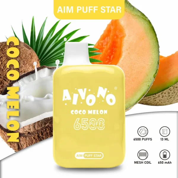 Aivono AIM-PUFFSTAR 6500 puffar engångsvape - Coco Melon-smak