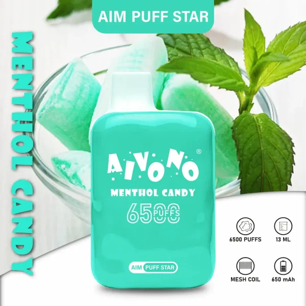 Aivono AIM-PUFFSTAR 6500 puffar engångsvape - Menthol Candy-smak