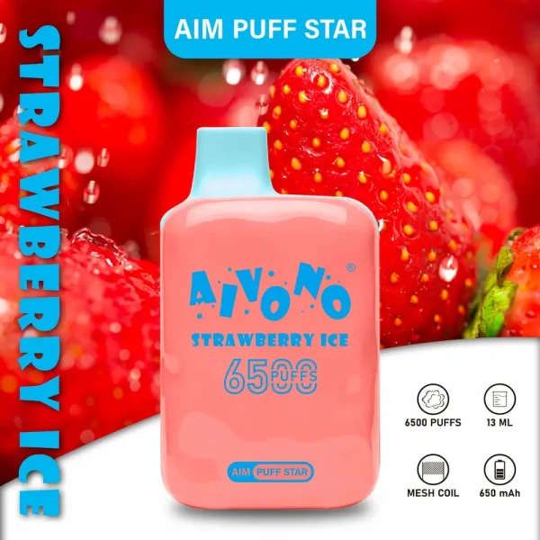 Aivono AIM-PUFFSTAR 6500 puffar engångsvape - Smak av jordgubbsis