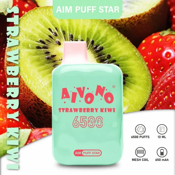 Aivono AIM-PUFFSTAR 6500 puffar engångsvape - Smak av jordgubb och kiwi