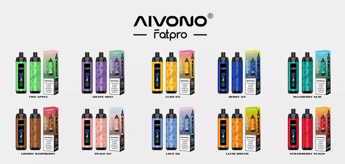 AIVONO Fatpro 22000 22K puffs dual mode hookah disposable vape flavor collection chart