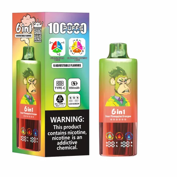 Bang Blaze 100000 100K puffs 6 in1 disposable vape - Blueberries Raspberries, Sour Pineapples Oranges, Raspberries Watermelons