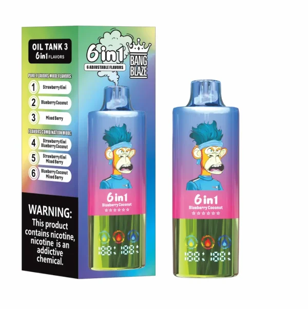 Bang Blaze 100000 100K puffs 6 in1 disposable vape - Strawberry Kiwi, Blueberry Coconut, Mixed Berry