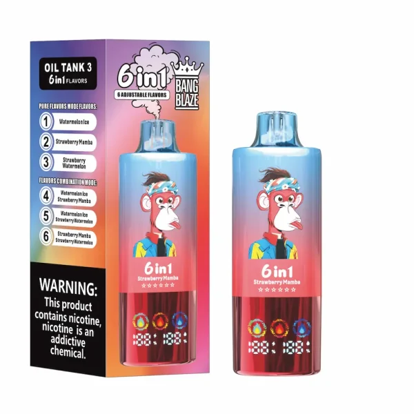 Bang Blaze 100000 100K puffs 6 in1 disposable vape - Watermelon Ice, Strawberry Mamba, Strawberry Watermelon
