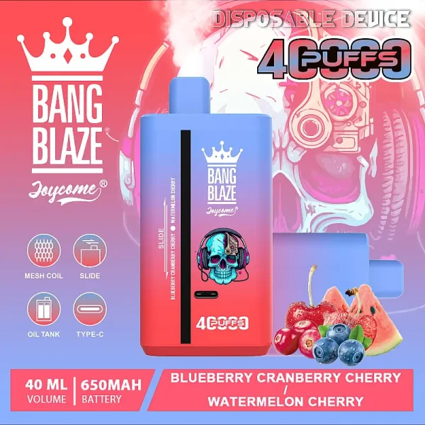 Bang Blaze 40000 40K puffs disposable vape - Blueberry Cranberry Cherry & Watermelon Cherry flavor
