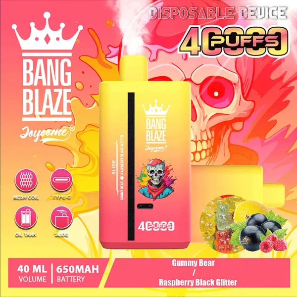 Bang Blaze 40000 40K puffs disposable vape - Gummy Bear & Raspberry Black Glitter flavor