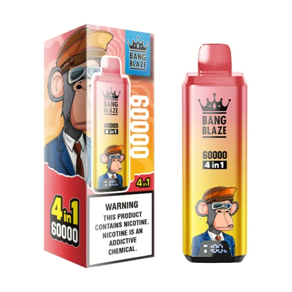 Bang Blaze 60000 60K puffs 4-in-1 disposable vape - Blueberry Ice, Peach Mango Watermelon, Passion Kiss, Melon Apple