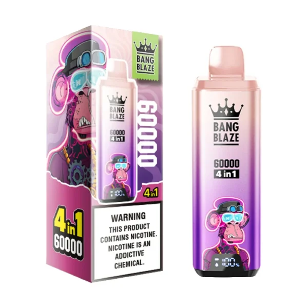 Bang Blaze 60000 60K puffs 4-in-1 disposable vape - Blueberry Raspberry, Grape Ice, Berry Ice, Aloe Mango Melon