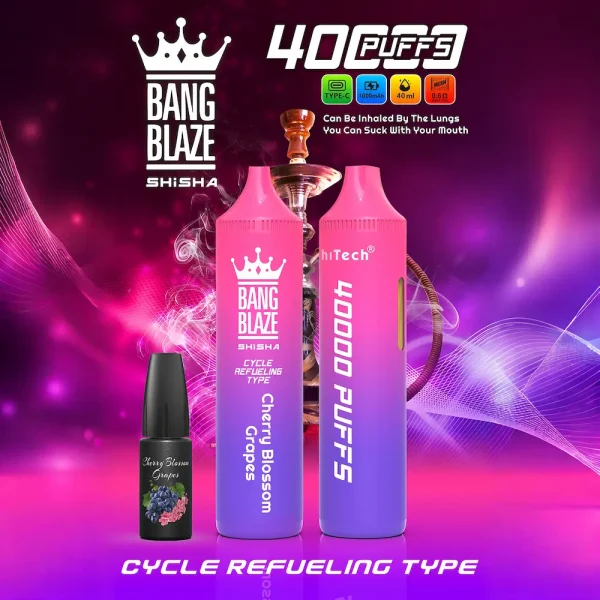 Bang Blaze SHISHA 40000 puffs disposable vape – Cherry Blossom Grapes flavor