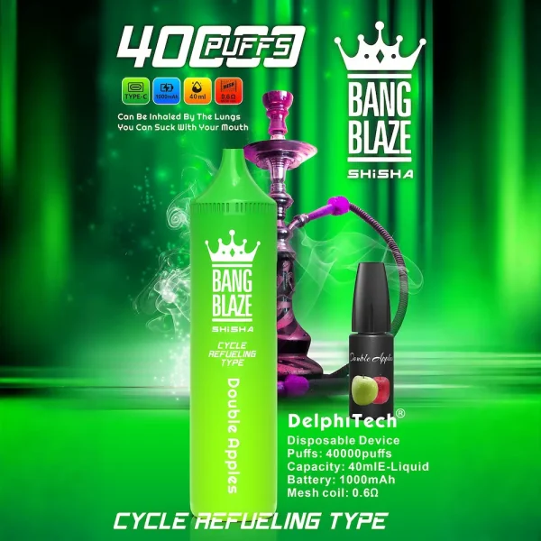 Bang Blaze SHISHA 40000 puffs disposable vape – Double Apples flavor