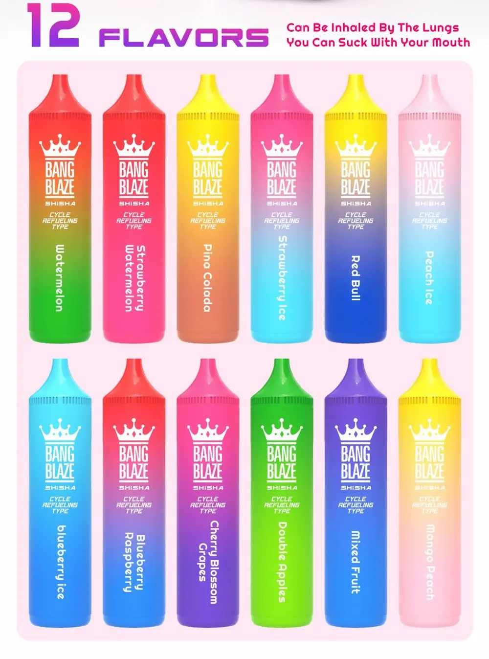 Bang Blaze Shisha 40000 puffs disposable vape all flavors collection