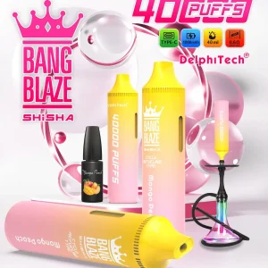 Bang Blaze Shisha 40000 puffs disposable vape with refillable design and 40ml e-liquid