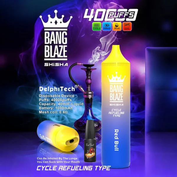 Bang Blaze SHISHA 40000 puffs disposable vape – Red Bull flavor