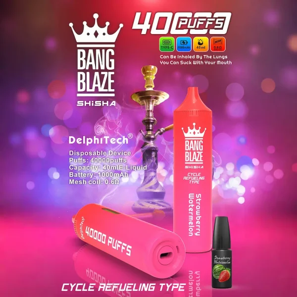 Bang Blaze SHISHA 40000 puffs disposable vape – Strawberry Watermelon flavor