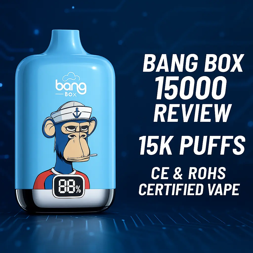 Bang Box 15000 recension - 15K puffs CE & RoHS-certifierad engångsvape med LCD-skärm och mesh-spole