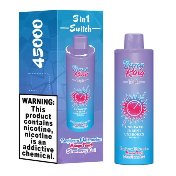 Bang King 45000 puffs triple flavor vape - Raspberry Watermelon, Mango Peach, and Strawberry Kiwi