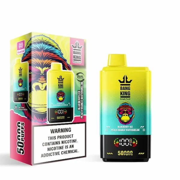 Bang King 50000 50K puffs dual flavor disposable vape - Blueberry Ice Peach Mango Watermelon