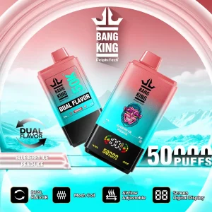 Bang King 50000 50K puffs dual flavor disposable vape with adjustable airflow and digital display