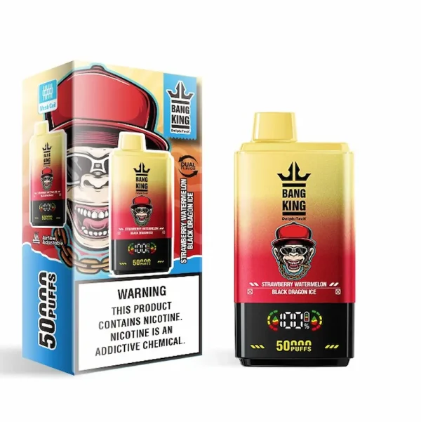 Bang King 50000 50K puffs dual flavor disposable vape – Strawberry Watermelon and Black Dragon Ice