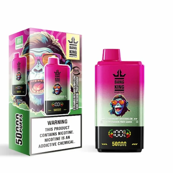 Bang King 50000 50K puffs dual flavor disposable vape – Strawberry Watermelon and Kiwi Passion Fruit Guava