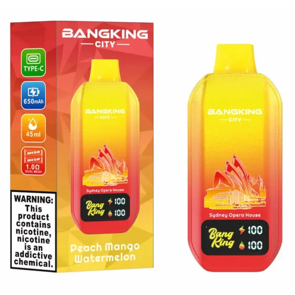 Bang King City 50000 50K Puffs Disposable Vape - Peach Mango Watermelon flavor