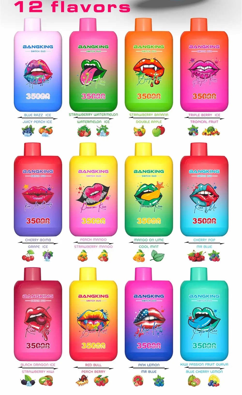 Bang King Switch Dou 35000 35K puffs dual flavor disposable vape full flavor lineup