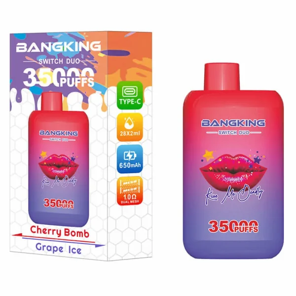 Bang King Switch Dou 35000 35K puffs dual flavor disposable vape - Cherry Bomb / Grape Ice