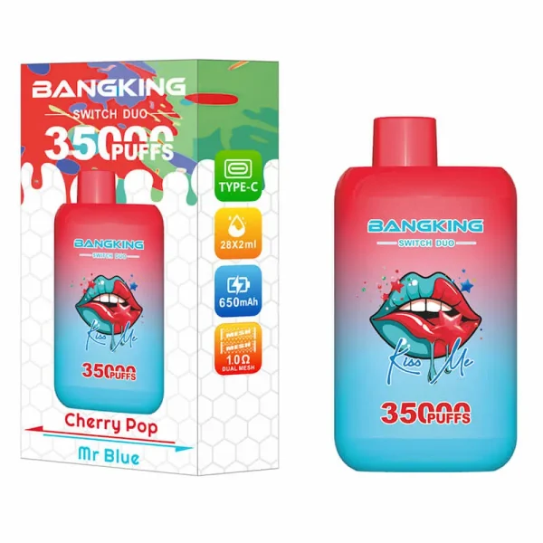 Bang King Switch Dou 35000 35K puffs dual flavor disposable vape - Cherry Pop / Mr Blue