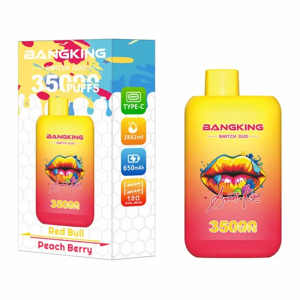 Bang King Switch Dou 35000 35K puffs dual flavor disposable vape - Red Bull / Peach Berry