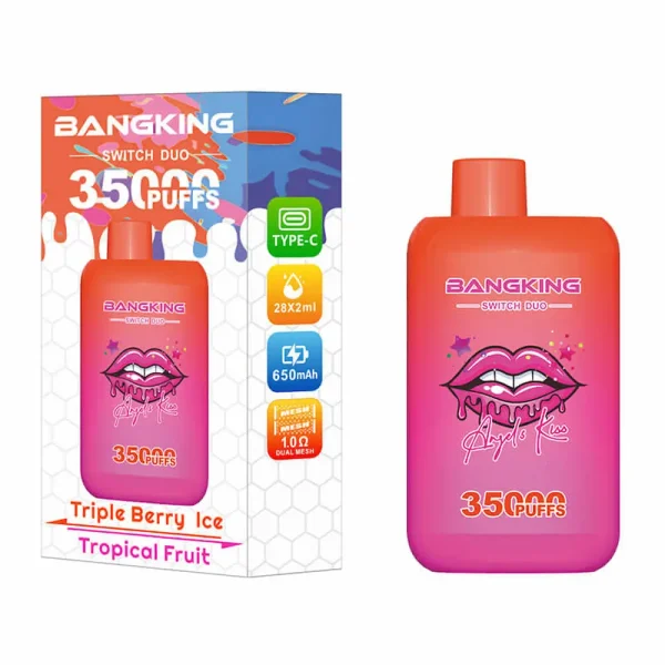 Bang King Switch Dou 35000 35K puffs dual flavor disposable vape - Triple Berry Ice / Tropical Fruit
