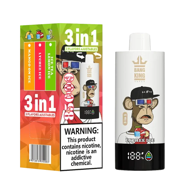 Bang King Triple 85K 3-in-1 disposable vape – Ice Tea Lemon Ice, Lychee Ice, Mango On Ice flavors
